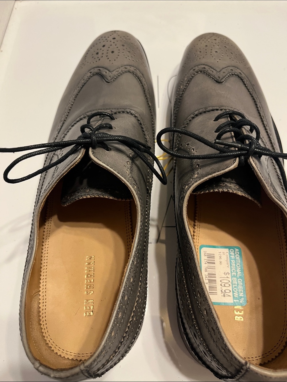 Ben Sherman Gray Leather Wingtip Derbys